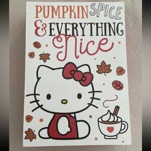 HELLO KITTY PUMPKIN SPICE AND EVERYTHING NICE WOODEN ART BLOCK 5" NEW
